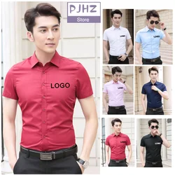 Anti-wrinkle Professional Shirt Business Casual Short Sleeve Shirt Custom Logo Print Embroidery Shirt Work Uniform Formal Wear