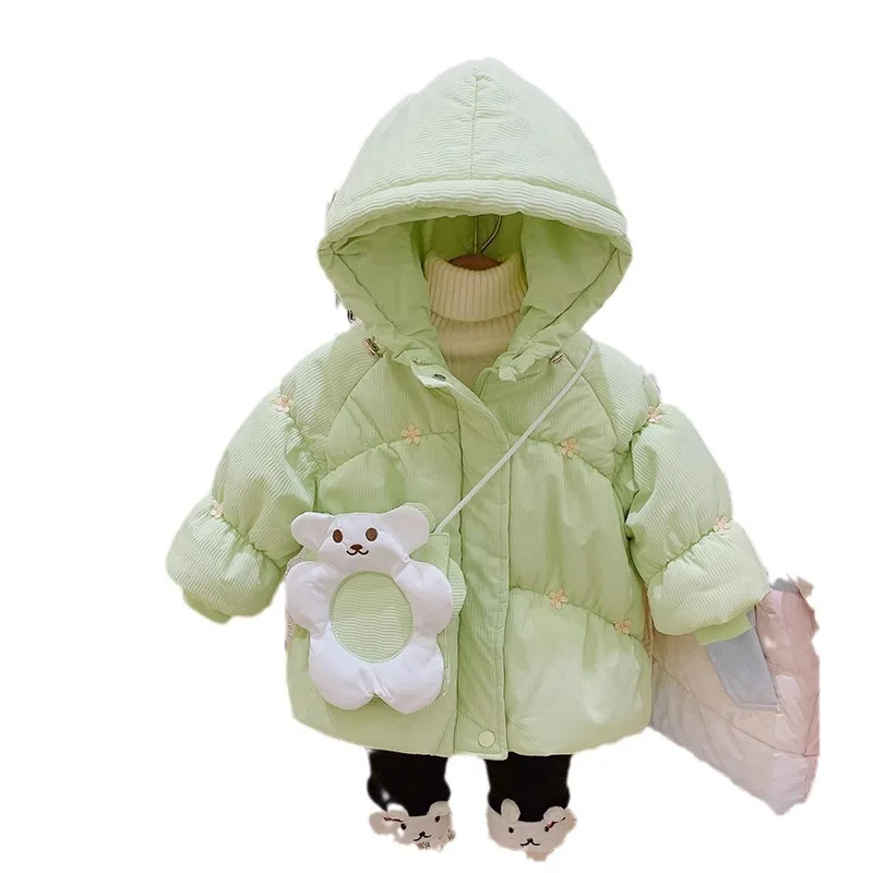 Girls Coat Overcoat Jacket Windbreak Outerwear 2024 Green Winter Autumn Warm Cotton Christmas Gift Children\'s Clothing