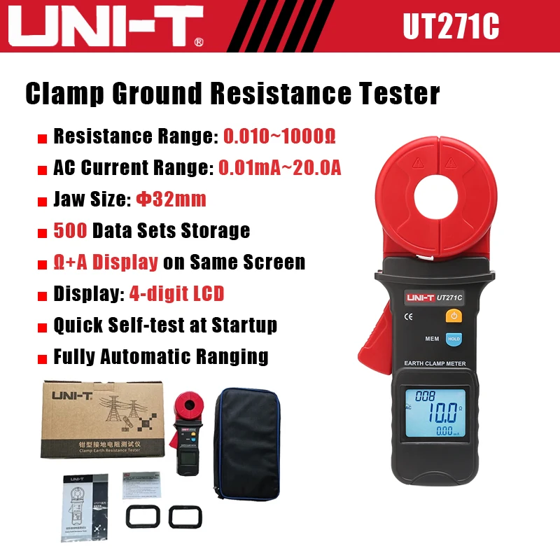 UNI-T UT271 AC Stroom Lekkage Test Klem Aarding Weerstand Tester Lus Weerstand Lekkage Stroom Meter