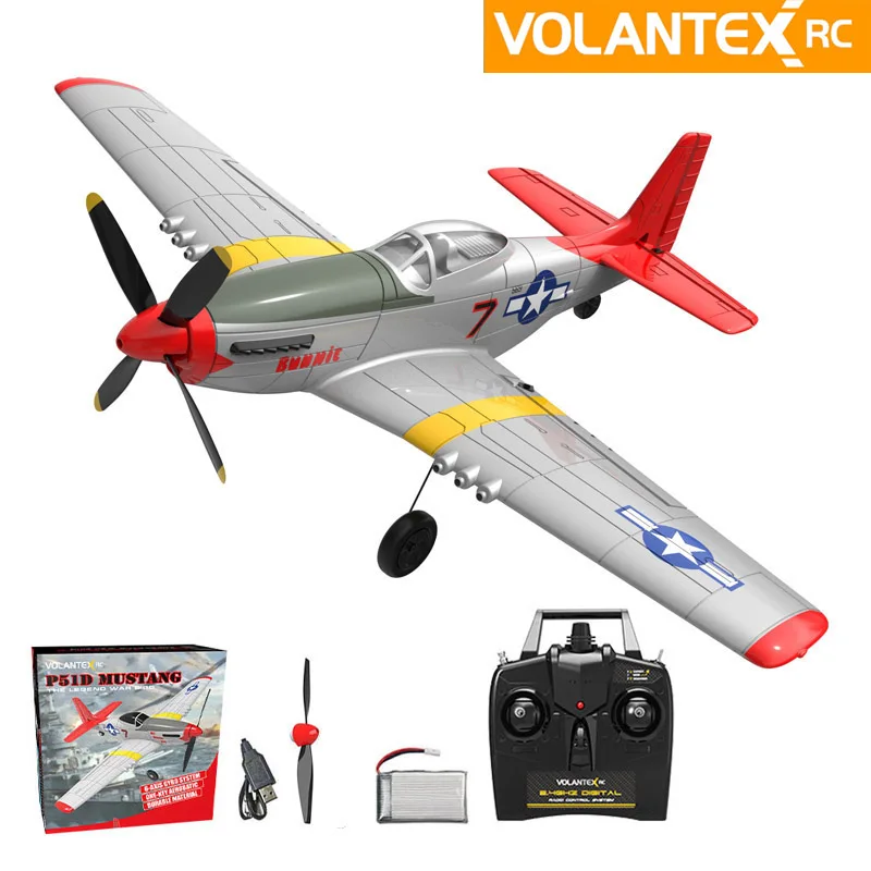 

Volantex Mustang 761-5 P-51D P51 P51D 4 Channel Beginner Airplane with 6-axis Stabilizer System and One-key Aerobatic (RTF)