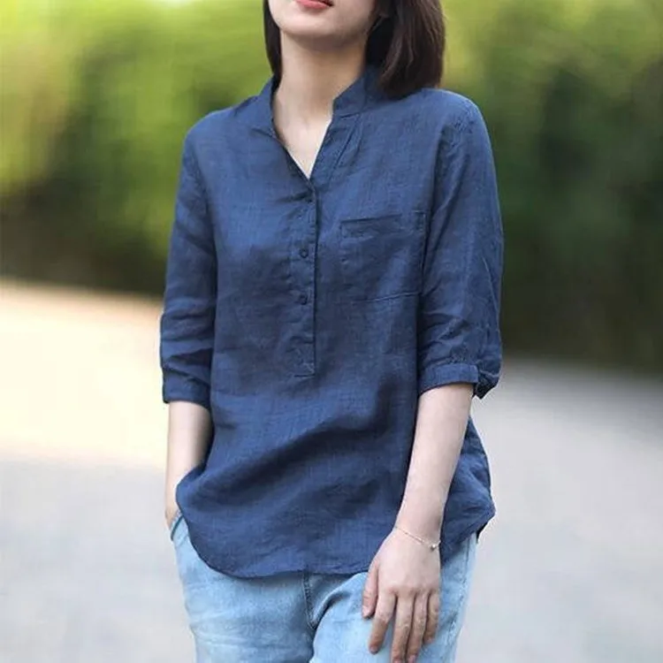 2022 New Women Blouses Shirts Minimalist Single-breasted Female Blue Shirts 2020 Spring Summer Tops Oversized