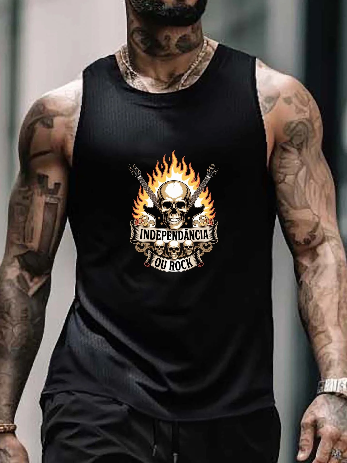 

Gold Skull Independent Rock Badge Standard Size Men's V-Neck Shirt