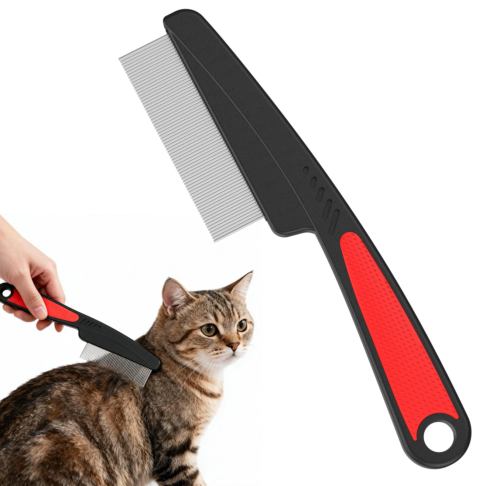 Professioneller Flohkamm für Hunde, Katzen und andere Haustiere – ideal zum Entfernen von Flöhen und Zecken sowie zum Ausbürsten von ausgefallenem Fell. – Detail 1