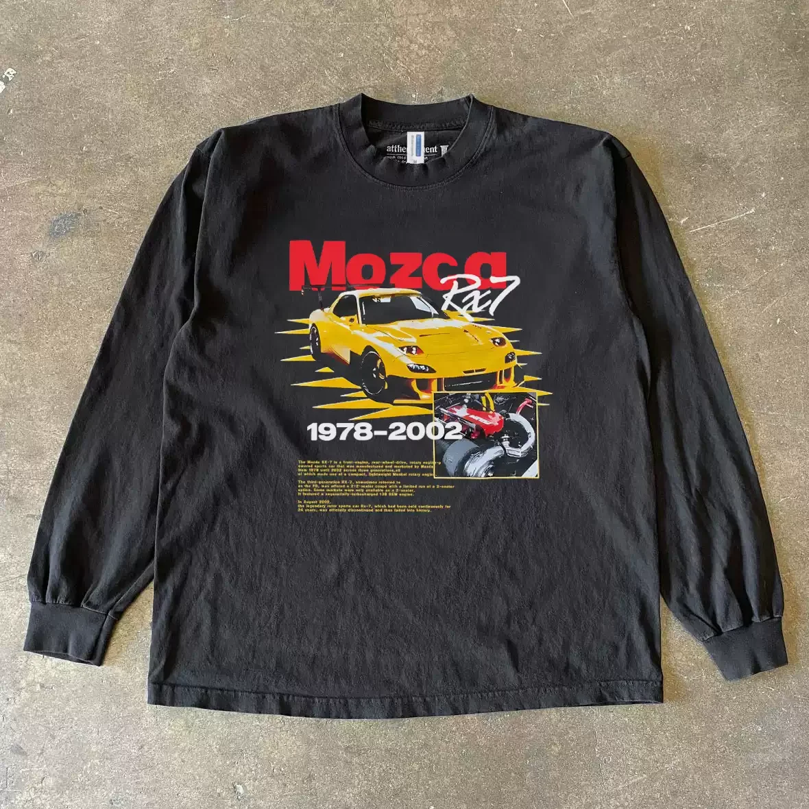 Heavyweight 300g Pure Cotton Long Sleeve T-Shirt Retro Car Print Hip Hop Street Style Loose Fit by Little Chen Story Multi