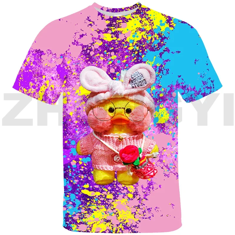 Summer Cartoon Lalafanfan Duck 3D T-shirt Teens Girls Kawaii Anime Clothes Streetwear Women Casual Short Tees Tops Kids T Shirts