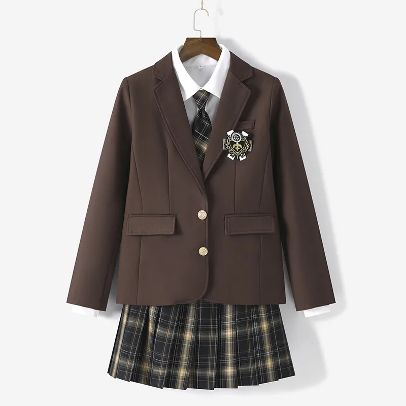 Blazer uniforme japonês JK estilo acadêmico para estudantes do ensino médio e universitário, uniforme escolar outono/inverno de cor sólida