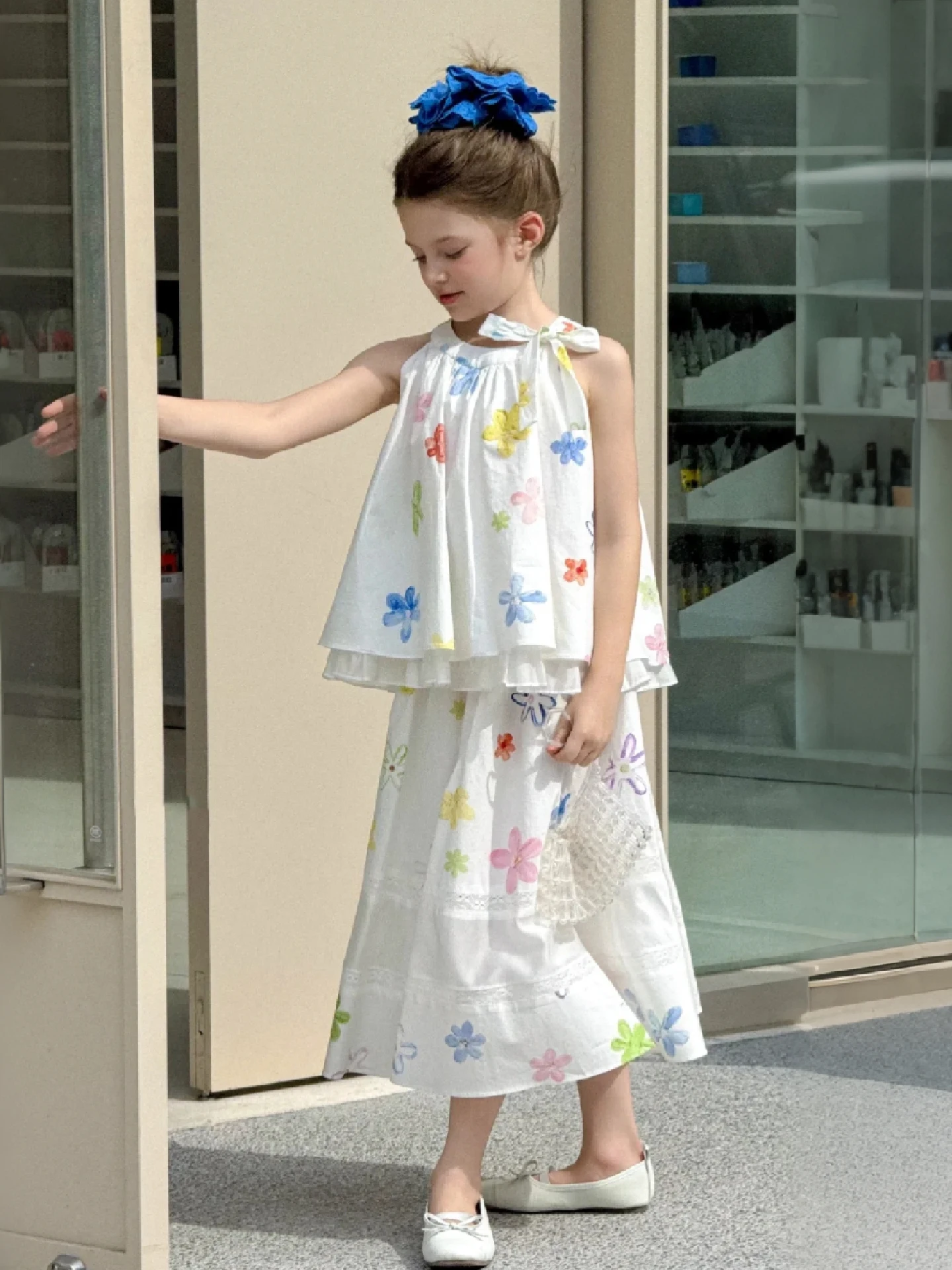 

Girls Summer Outfit Half Skirt Vest Thin Two-Piece Set Fashionable Children's Clothing Set for Medium And Large Children