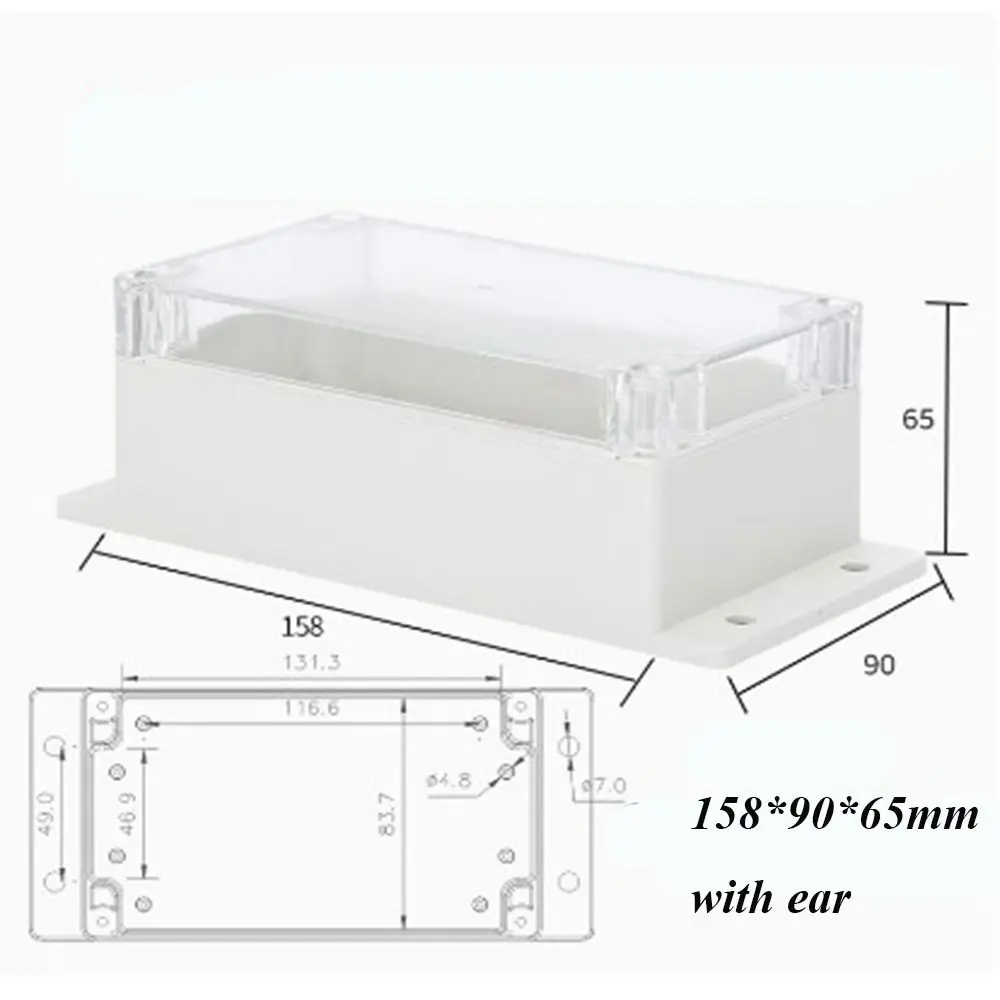 Waterproof Plastic Junction Box Transparent Cover Enclosure Electronic Instrument Housing Case Outdoor Electrical Project Boxes
