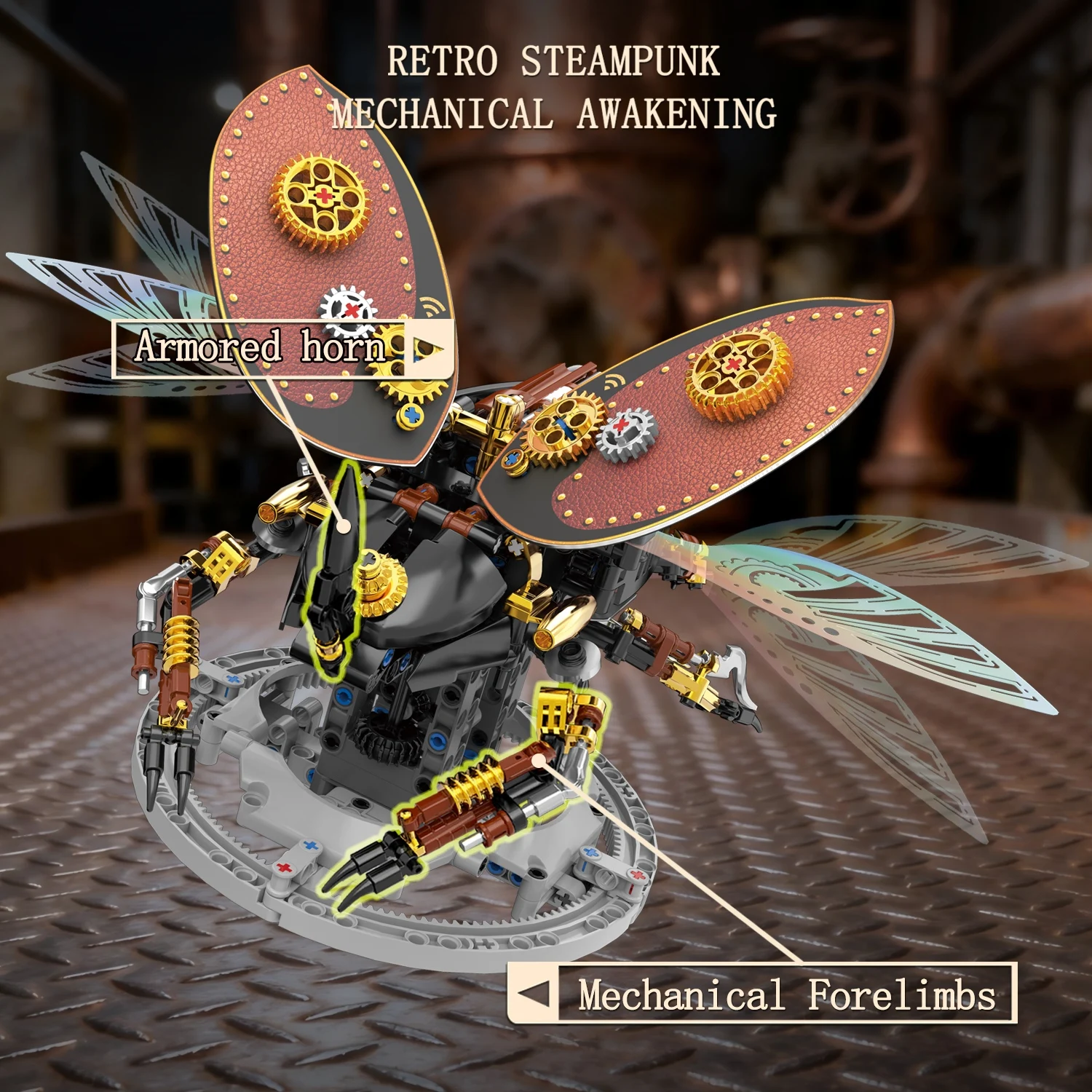 

V8 Engine Rhino Beetle Building Blocks, Advanced Mechanical Model with Aluminum Battery & Motor, Powered Kit for Adult Fans