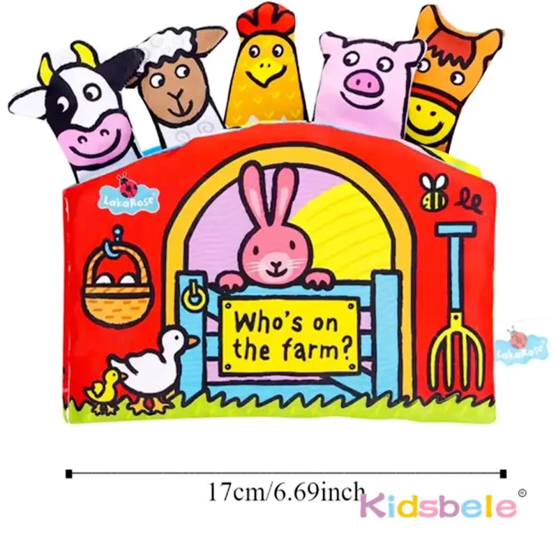 Libros suaves para bebés con sonido arrugado, libro de tela con cola de Animal para niños pequeños, juguete de desarrollo sensorial, libro de tela de Aprendizaje Temprano