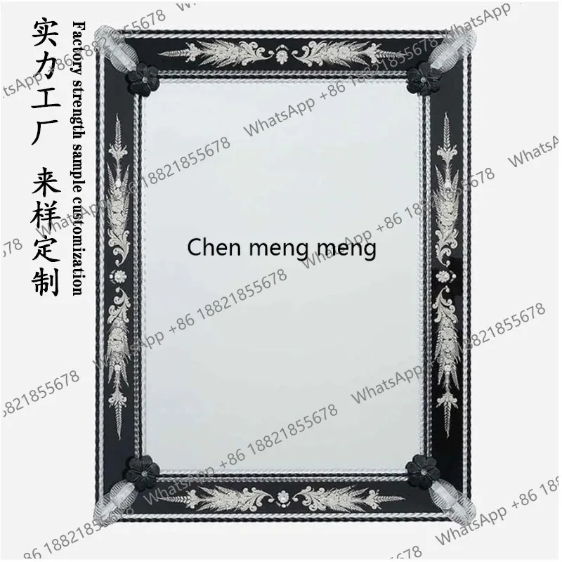 

Venice mirror restaurant makeup mirror light luxury custom wall hanging decorative mirror wall living room oval