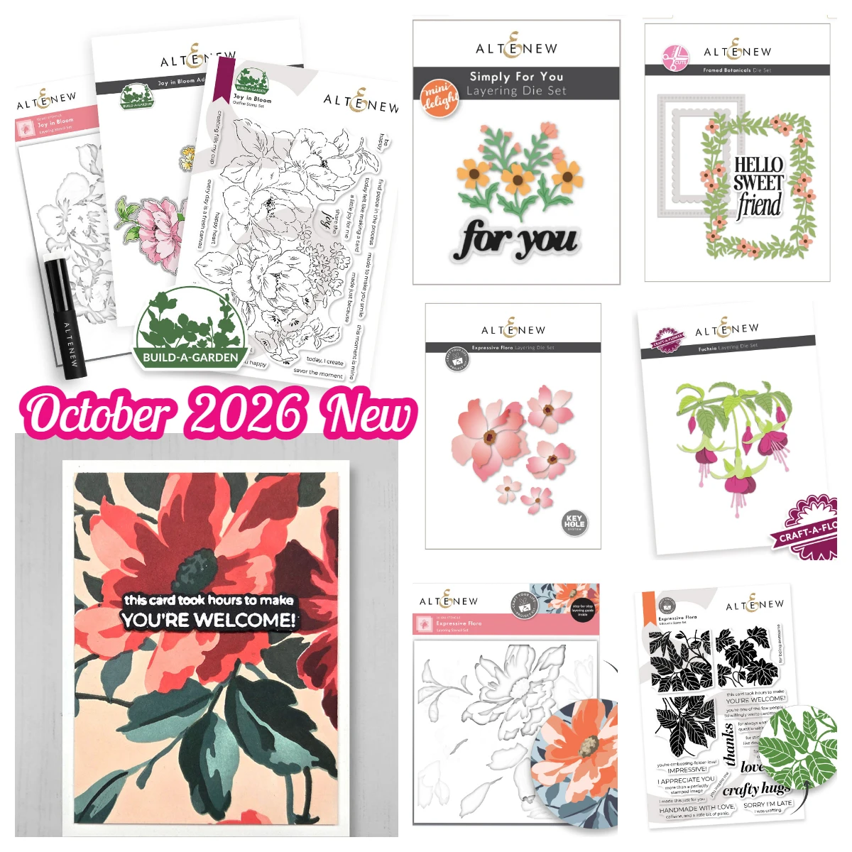 October 2026 Expressive Flora & Add-On Build-a-Garden: Joy in Bloom Metal Cutting Dies for DIY Scrapbook Paper Card Making Craft