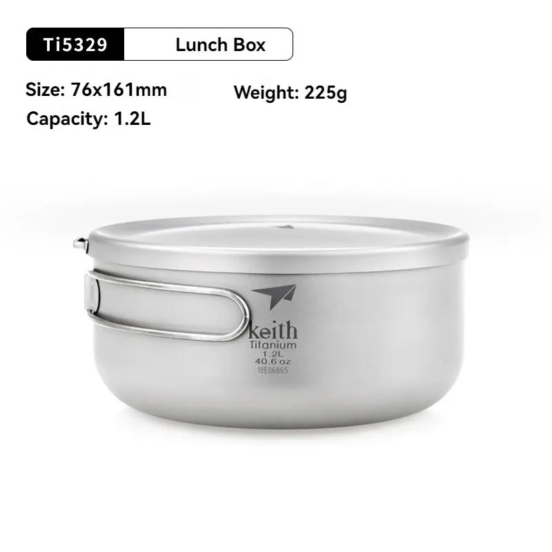 키스 티타늄 도시락 상자 800-1000ml 접이식 손잡이와 커버가 있는 휴대용 식품 용기 피크닉 및 인스턴트 국수에 이상적