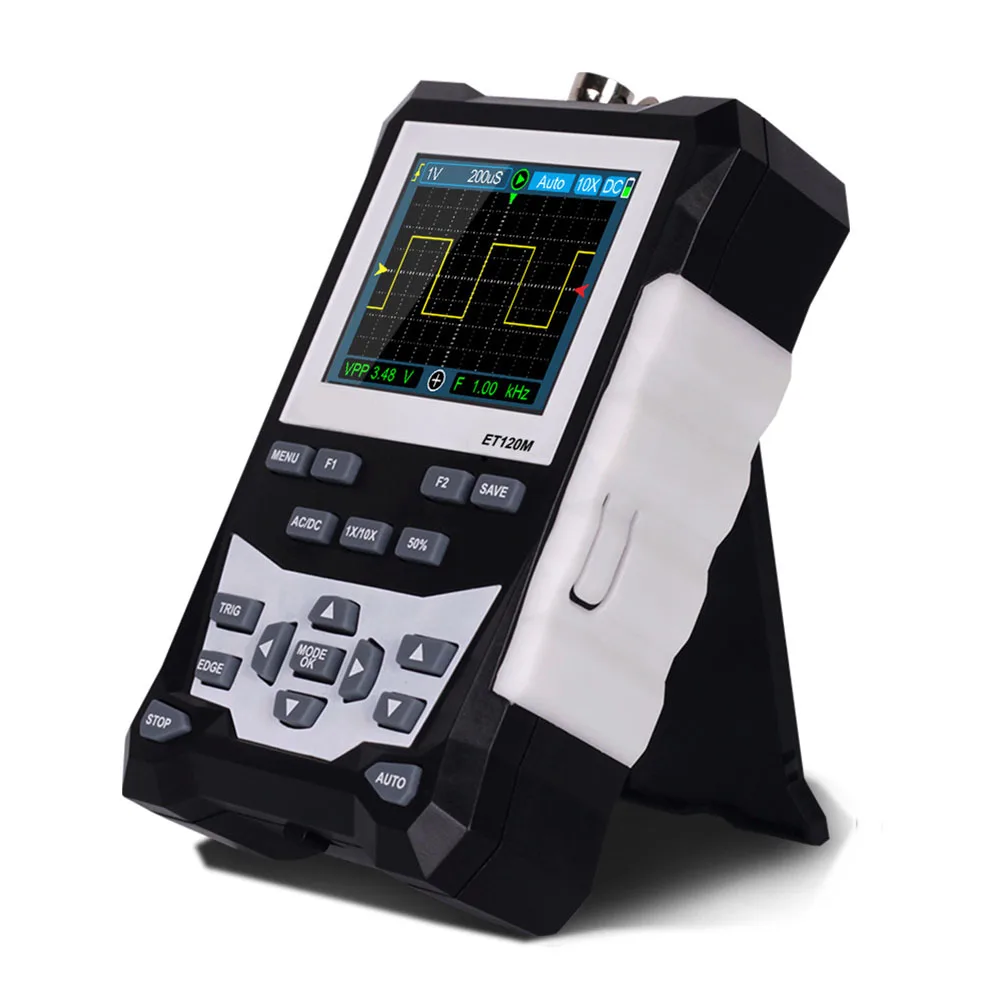 ET120M 120MHz Digital Oscilloscope 500MS/s 2.4 Inch LCD Handheld Tester With Square Wave Generator For Electronics Repair Tool