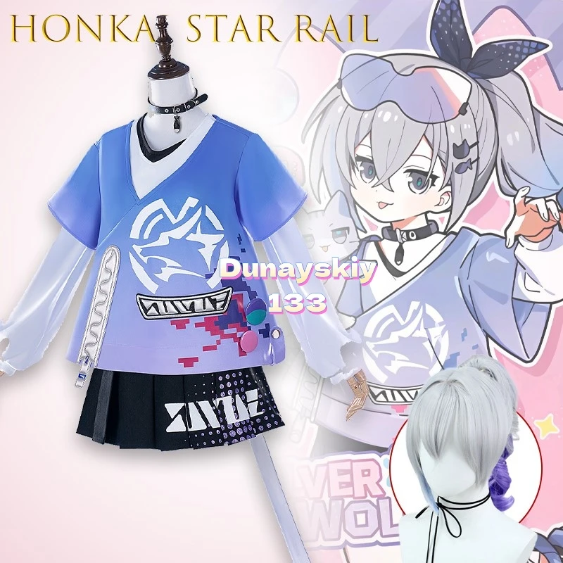 

Honkai: Star Rail, серебряный волк, карнавальный костюм-миниатюрная девочка-кошка, платье с персонажем аниме, молодой кавайный милый костюм на Хэллоуин, Рождество