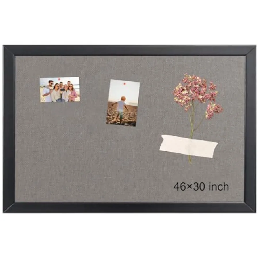 

Bulletin Board 46x30 Inch Large Cork Board with Grey Fabric and Pine Wood Frame Cork Boards for Walls Wall Mounted Fabric Notic