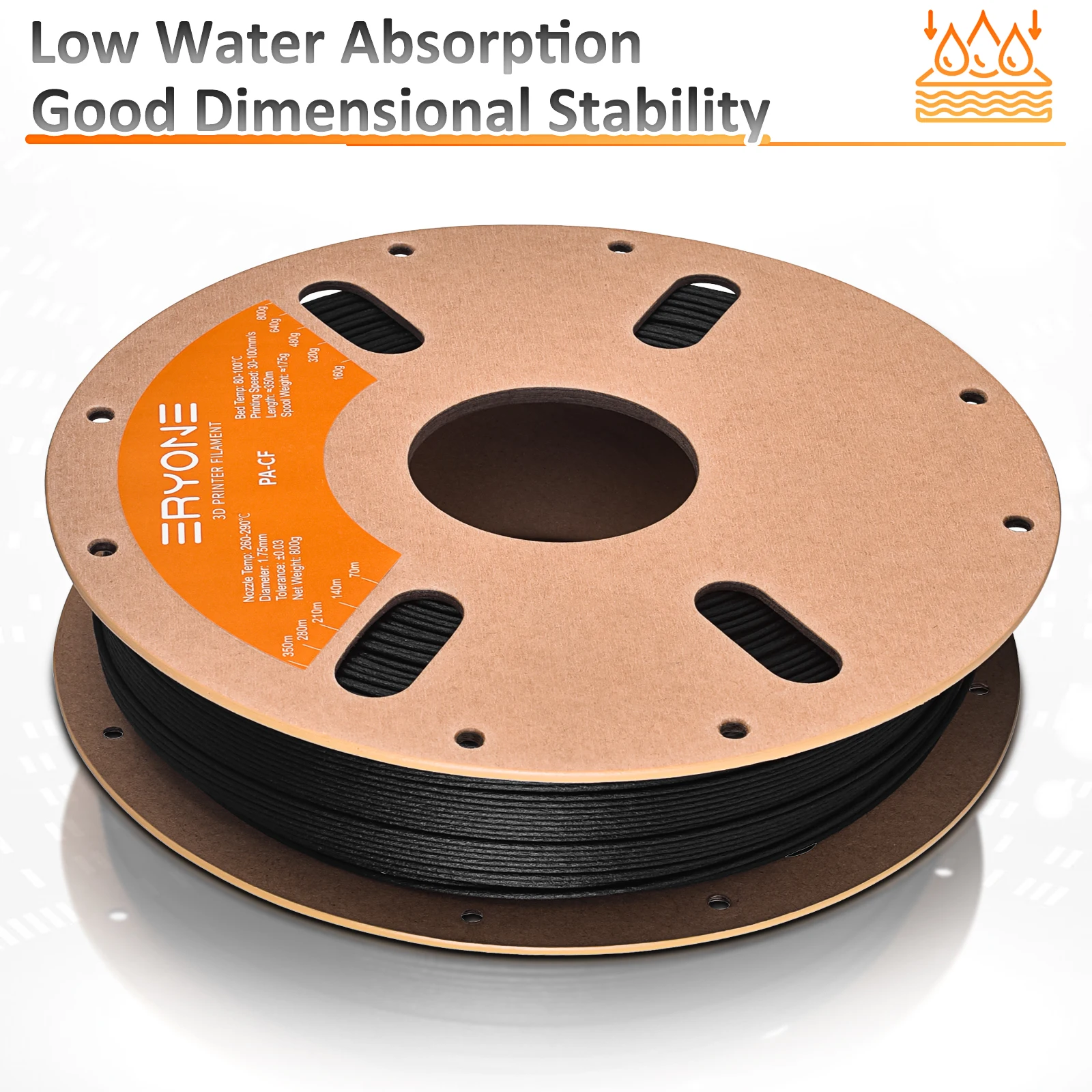 ERYONE Filament z włókna węglowego PA6 PA12 Nylon, Filament do drukarek 3D PA12-CF PA6-CF, 1.75mm +/- 0.03mm, Pasuje do większości drukarek FDM — zdjęcie produktu 2
