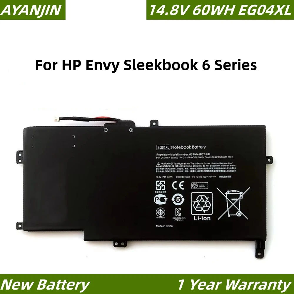 

EG04XL 14.8V 60WH New Laptop Battery for HP Envy Sleekbook 6 Series 681881-121 681881-271 TPN-C103 HSTNN-IB3T EG04Xl TPN-C108