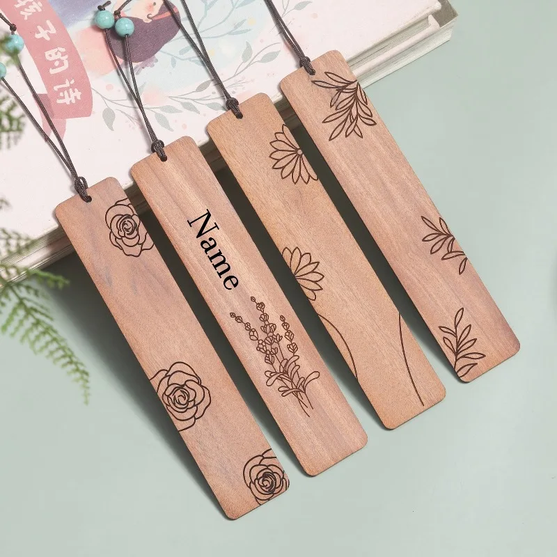 

Personalized Wooden Tree Flower Bookmarks Elegant Engravable Name Gift for Readers Books Jewelry Accessory Graduation Day Gift