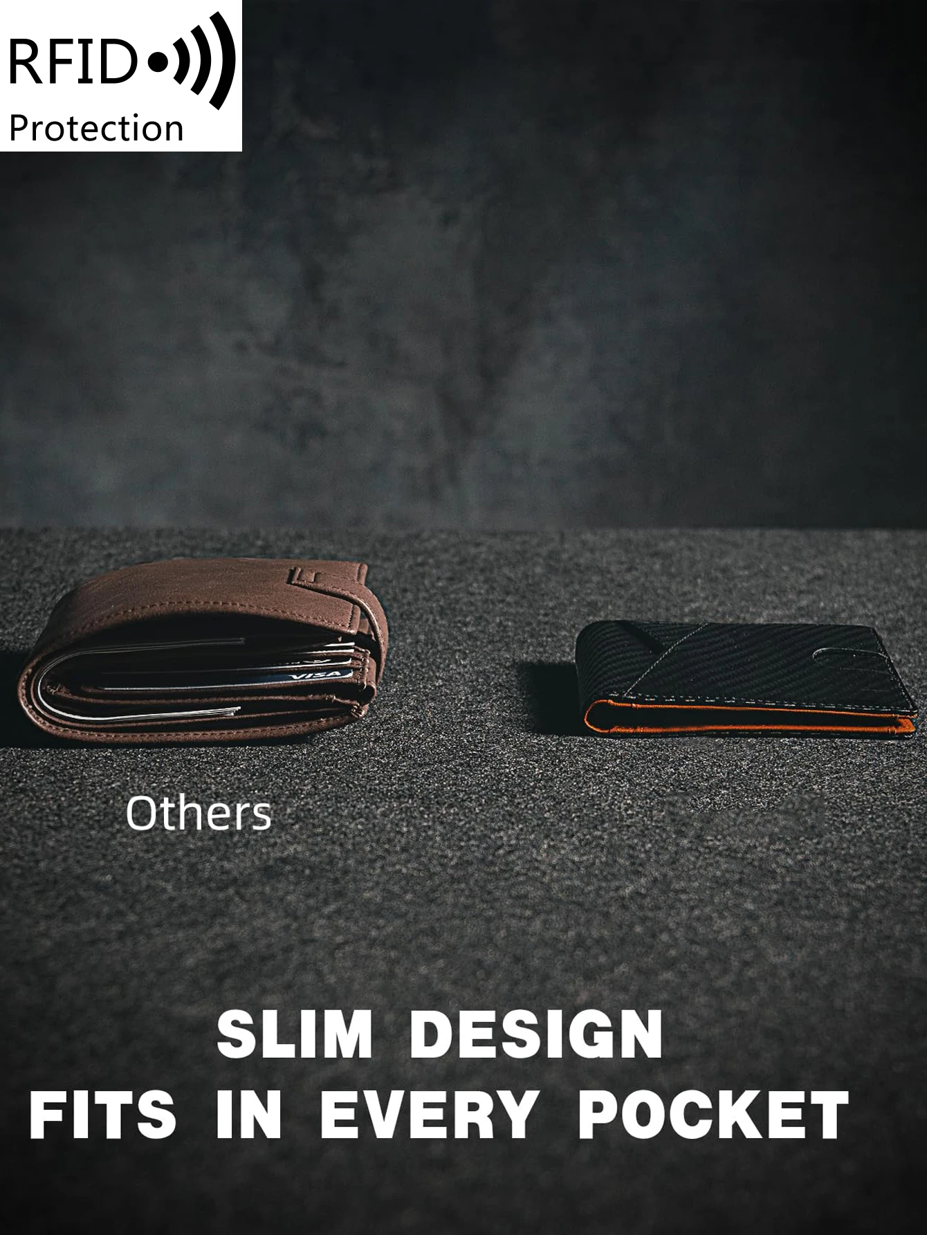 RFID Carbon Fiber Ultra-thin Trifold Wallet Simple Front Pocket Design Wallet Multi-function Portable 8 Card Slots Men's Wallet image 6
