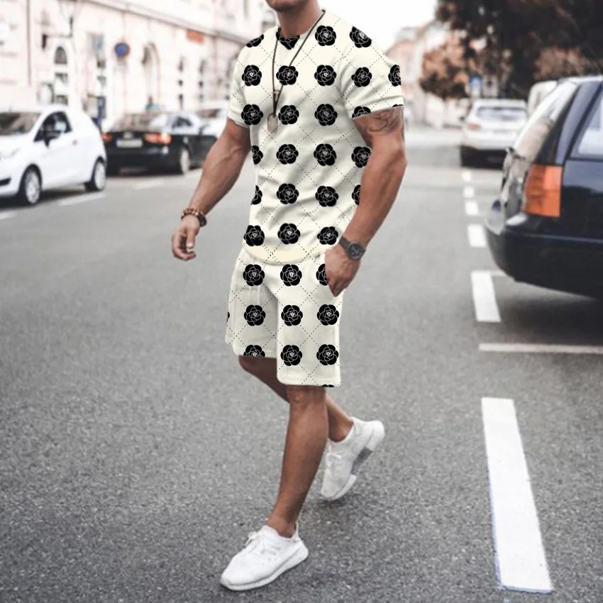Summer Fashion 3D Printing Men\'s Shorts Set Quick-dry Breathable Sports Suit Short Sleeve T-Shirt Tracksuit Men\'s Jogging Sets