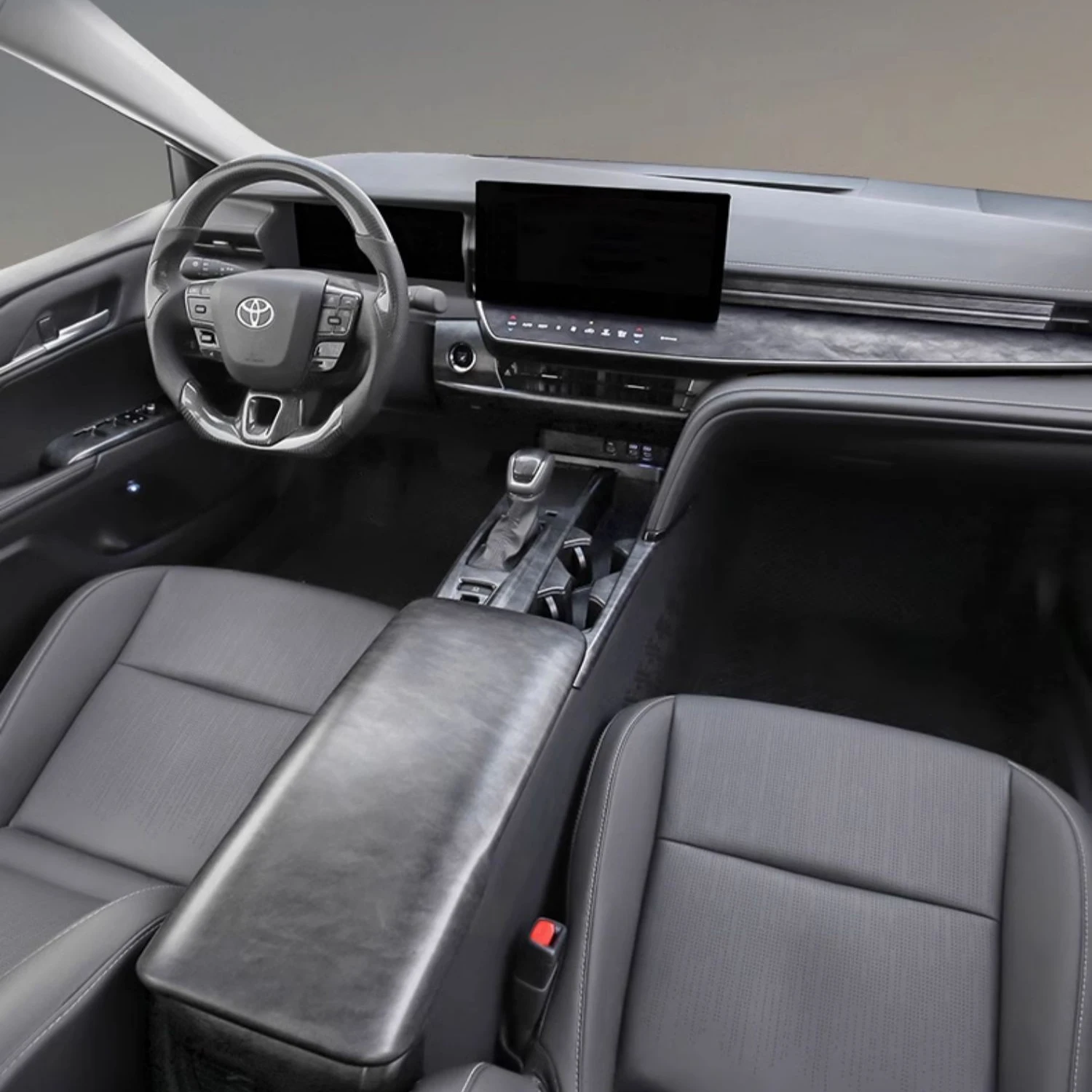 

For LHD Toyota 9th Gen. Camry 2024 2025 Black Wood Grain Overlay Trims on Gearshift, Steering Wheel, Central Gears, Doors