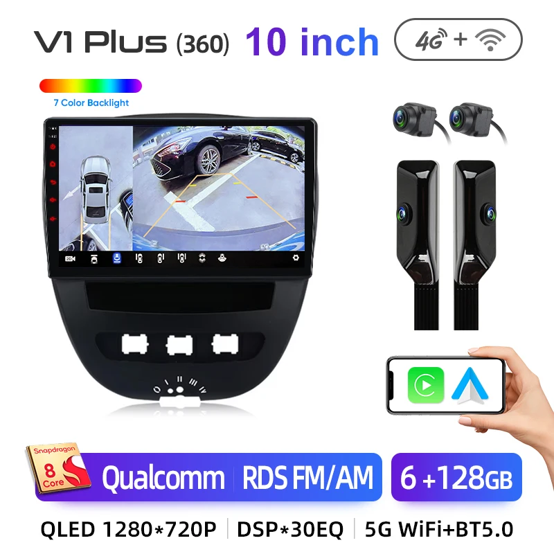Junsun Draadloze CarPlay voor Apple Auto Radio Stereo voor Peugeot 107 Toyota Aygo Citroen 2005-2014 GPS TouchScreen multimedia