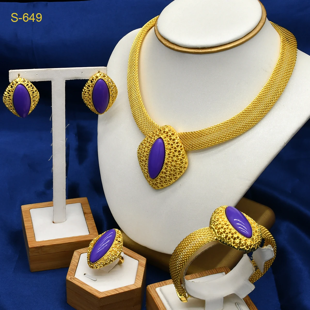 ANIID Dubai Luxury Big Pendant Necklace Sets For Women African 24k Gold Color Indian Arab Wedding Bridal Jewelry Sets Wholesale