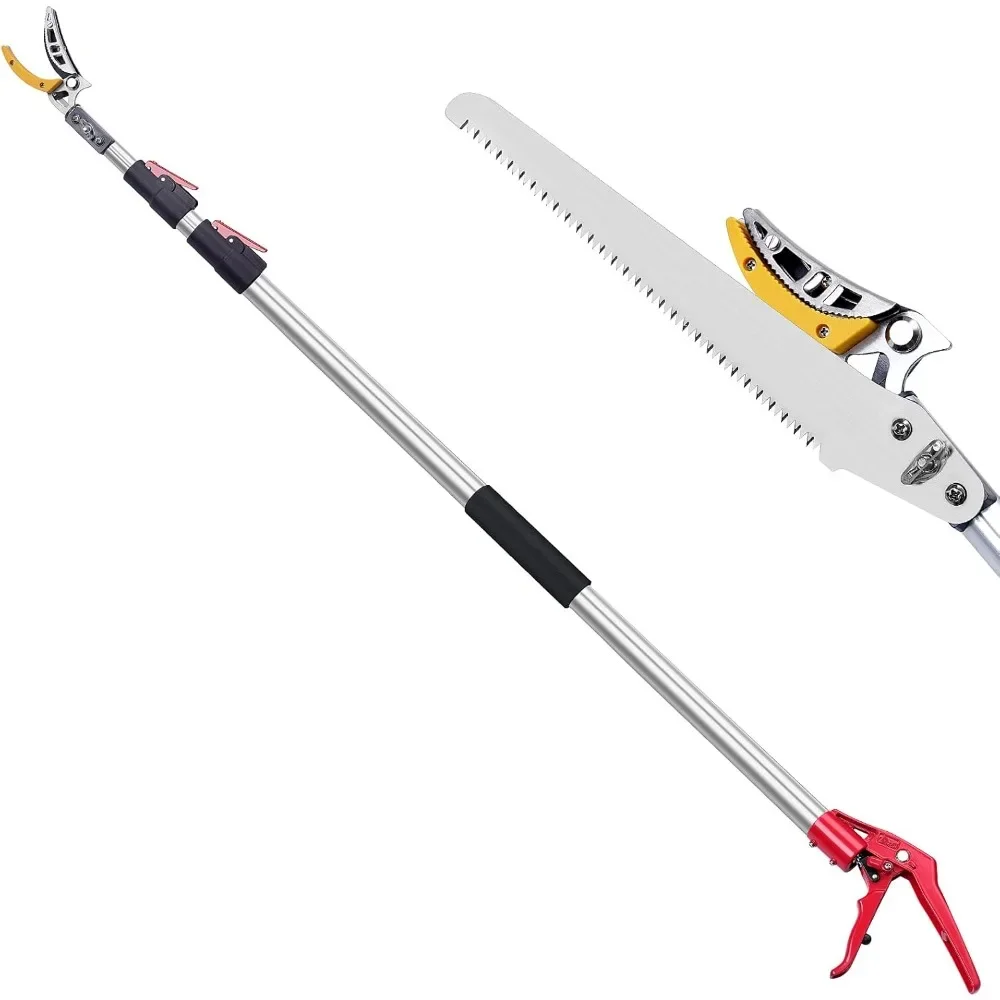 4.6-10ft Extendable Tree Pruner，Cut and Hold Pruning Trimmer - Long Reach Pole Saw, Telescoping Fruit Picker, Branches Bypass