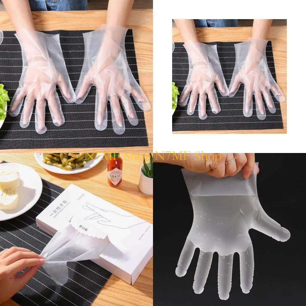 

N7MF Disposable Gloves 100 PCS Vinyl Disposable Plastic Gloves Latex Powder
