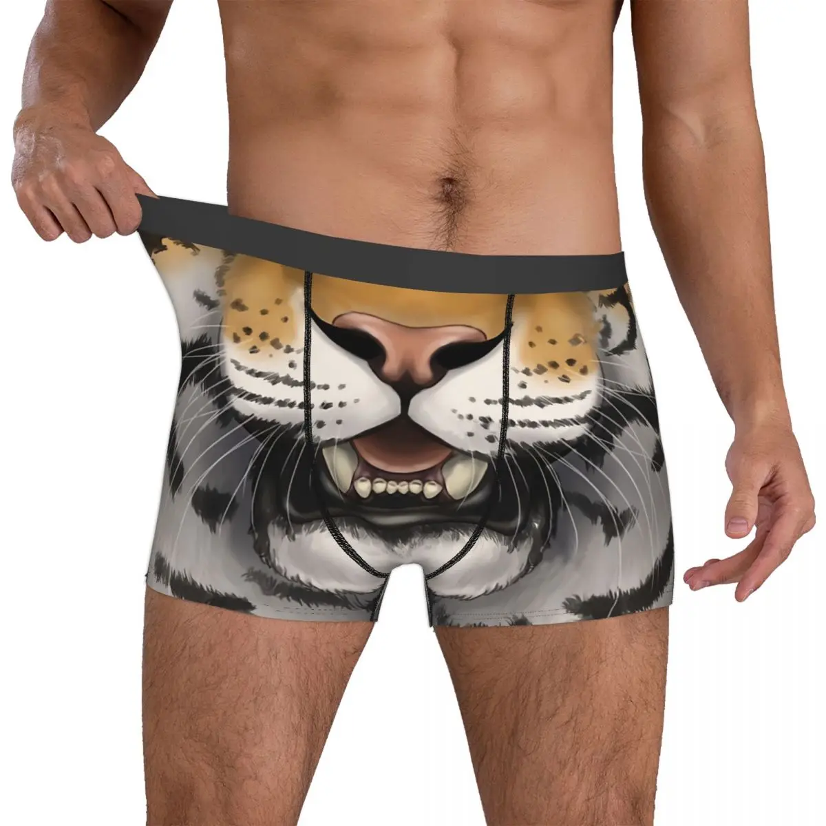 Tiger Face Men Boxer Briefs Highly Breathable Underpants High Quality Print Shorts Birthday Gifts