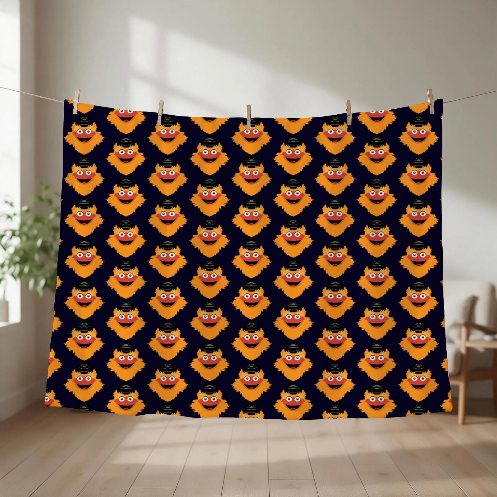 Gritty Mascot Face Throw Blanket couch cozy soft plush fuzzy picnic outdoor blanket