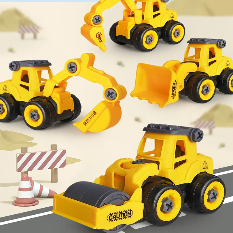 8pcs Engineering Vehicle Toys for Kids DIY Nut Excavator Tractor Bulldozer Fire Truck Models Kids Toy Car Toys for Boys Gifts