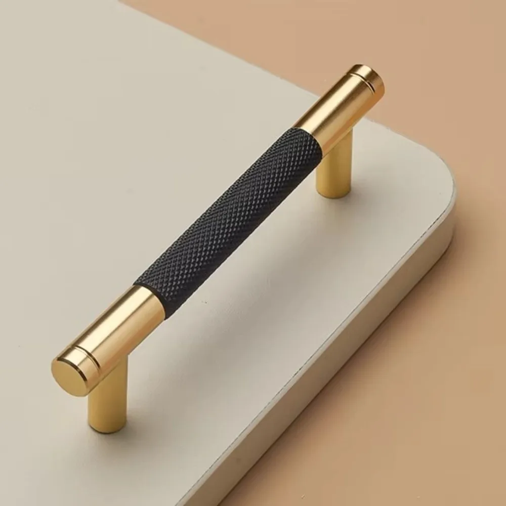 Modern Gold Color Furniture Handle Aluminum Alloy Knurled Cabinet Handles Long Pull DIY Friendly Cabinet Pulls Wardrobe Doors