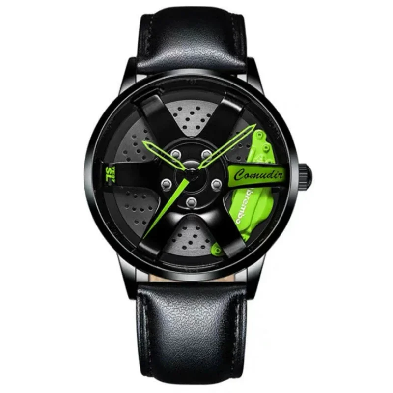 Fashion Men Watches Hollow 3D Wheel Watch for Men Women Dress Watch Racing Style Anti-scratch Mirror Waterproof Male Wristwatch