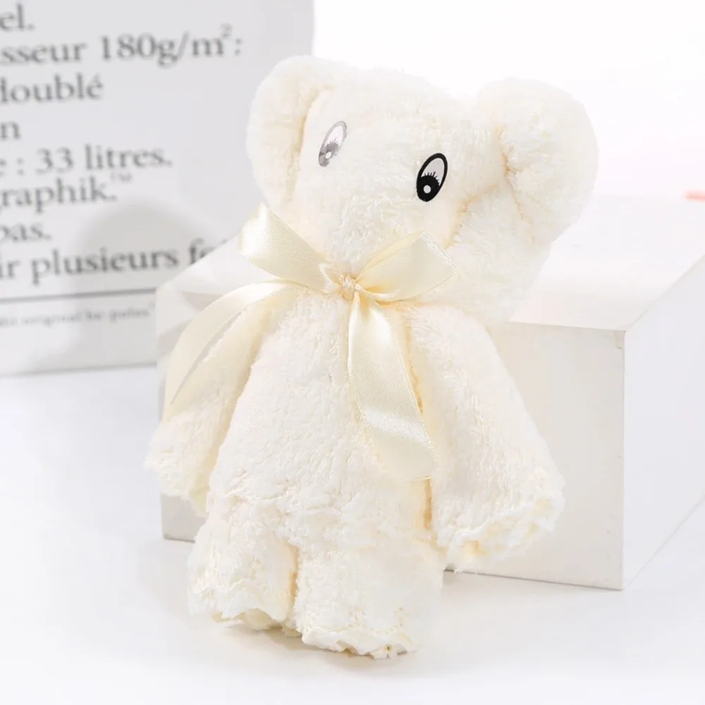 New Coral Fleece Bear-Shaped Towels Soft Absorbent Hand Towel Folded Face Cloth Party Favors