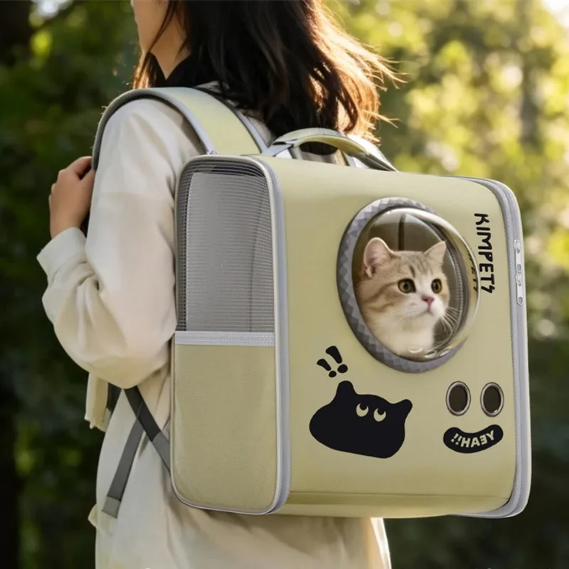 

Portable Clear Cat Backpack Breathable Capsule Pet Carrier Large Dual Strap For Travel Outdoor Urban Commuter For Cat Lovers