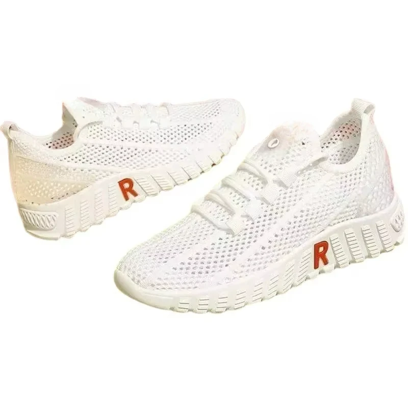 

New Strict Fashionable Shoes for Women Summer Running Breathable White Walking Casual Sports Mesh Shoes
