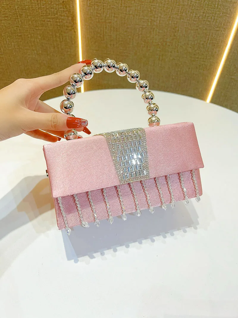 

Fashion Evening Bags Luxury Women'S Bridal Wedding Purse Party Prom Rhinestone Pearl Woven Crossbody Bag