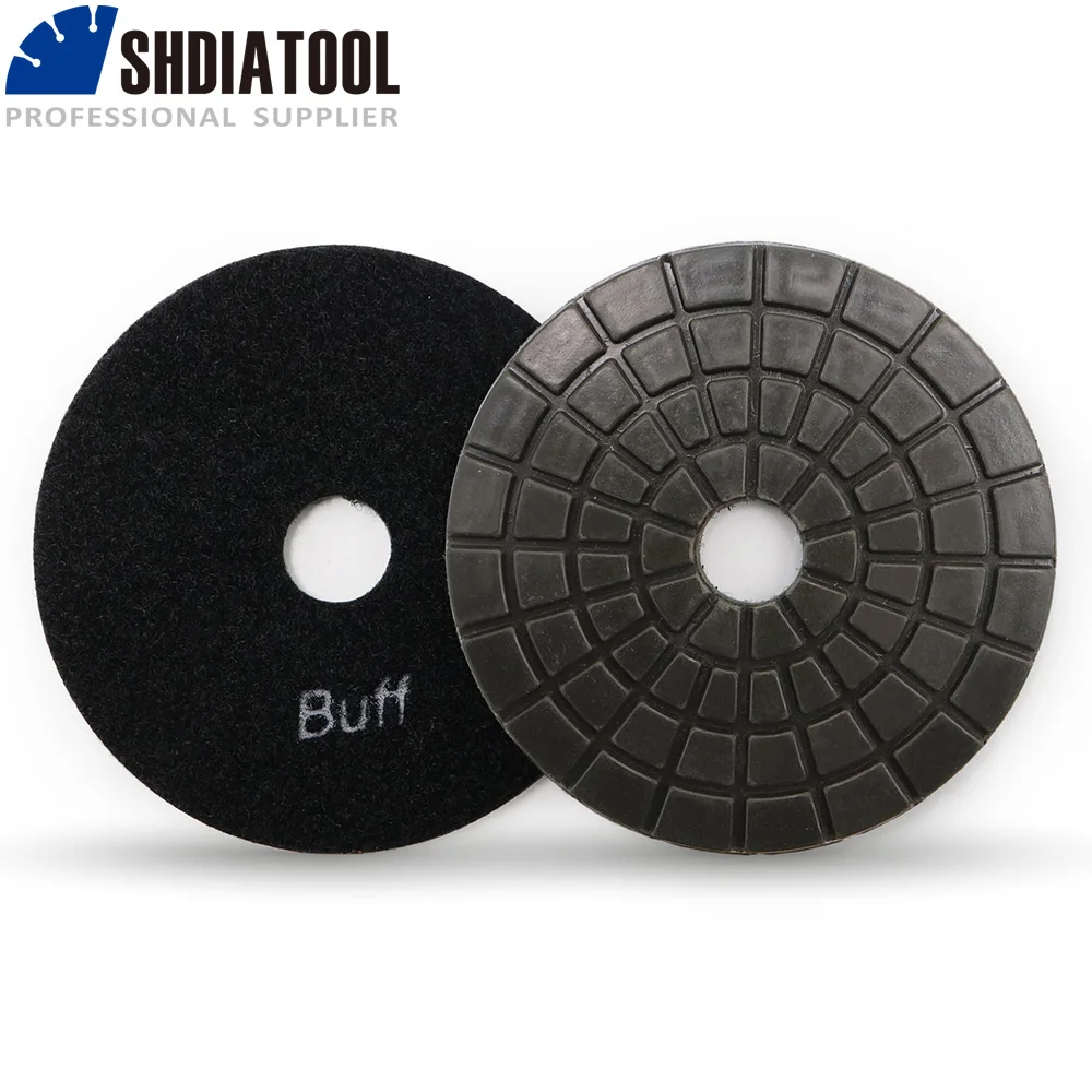 SHDIATOOL 5pcs Diamond Polishing Pads Grain Black Buff Sanding Disc for Granite Marble Ceramic Grinding Terrazzo Disc