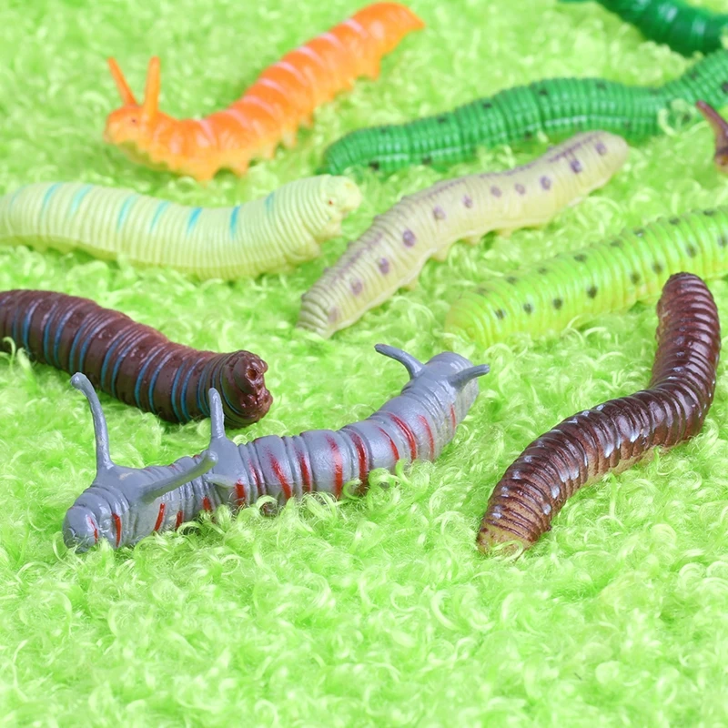 12 x Worm Realistic Fake Insect Educational Trick Toy Plastic