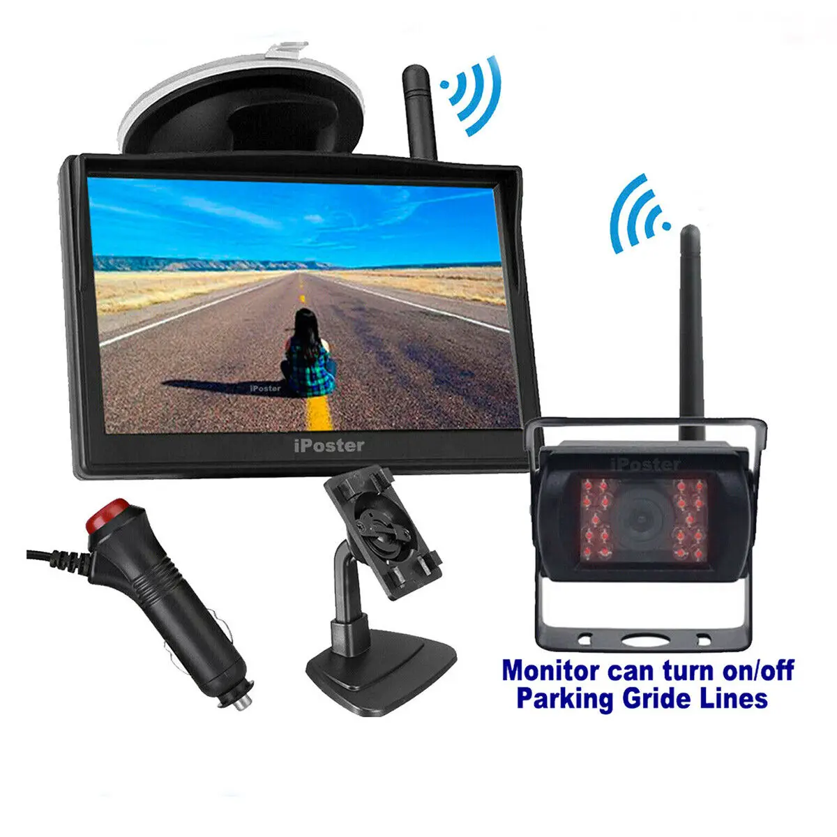 

Wireless Backup Camera 5'' Monitor Car Rear View Kit for Truck RVs Bus Caravan