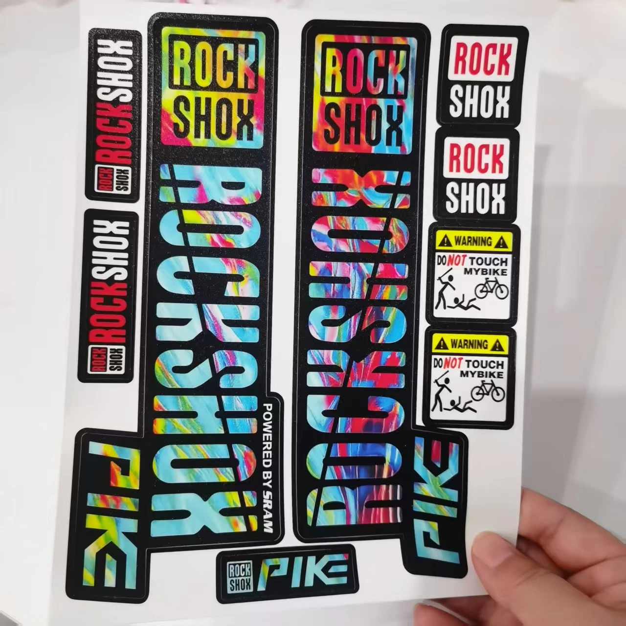 Adesivo Rock-Shox para Garfo Dianteiro de Bicicleta de Montanha, Decalque à Prova d'Água que Muda de Cor para Amortecedor Dianteiro de Bicicleta, Decalque para Garfos Pike
