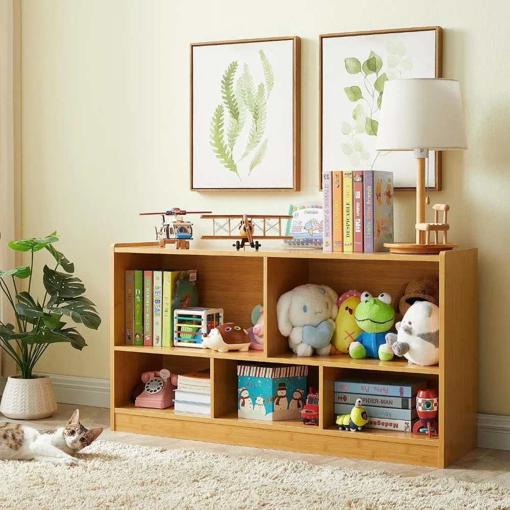 Estante de armazenamento de madeira para brinquedos, Organizadores de brinquedos e armazenamento, 5-Seção, Escola Classroom Cabinet para Chil