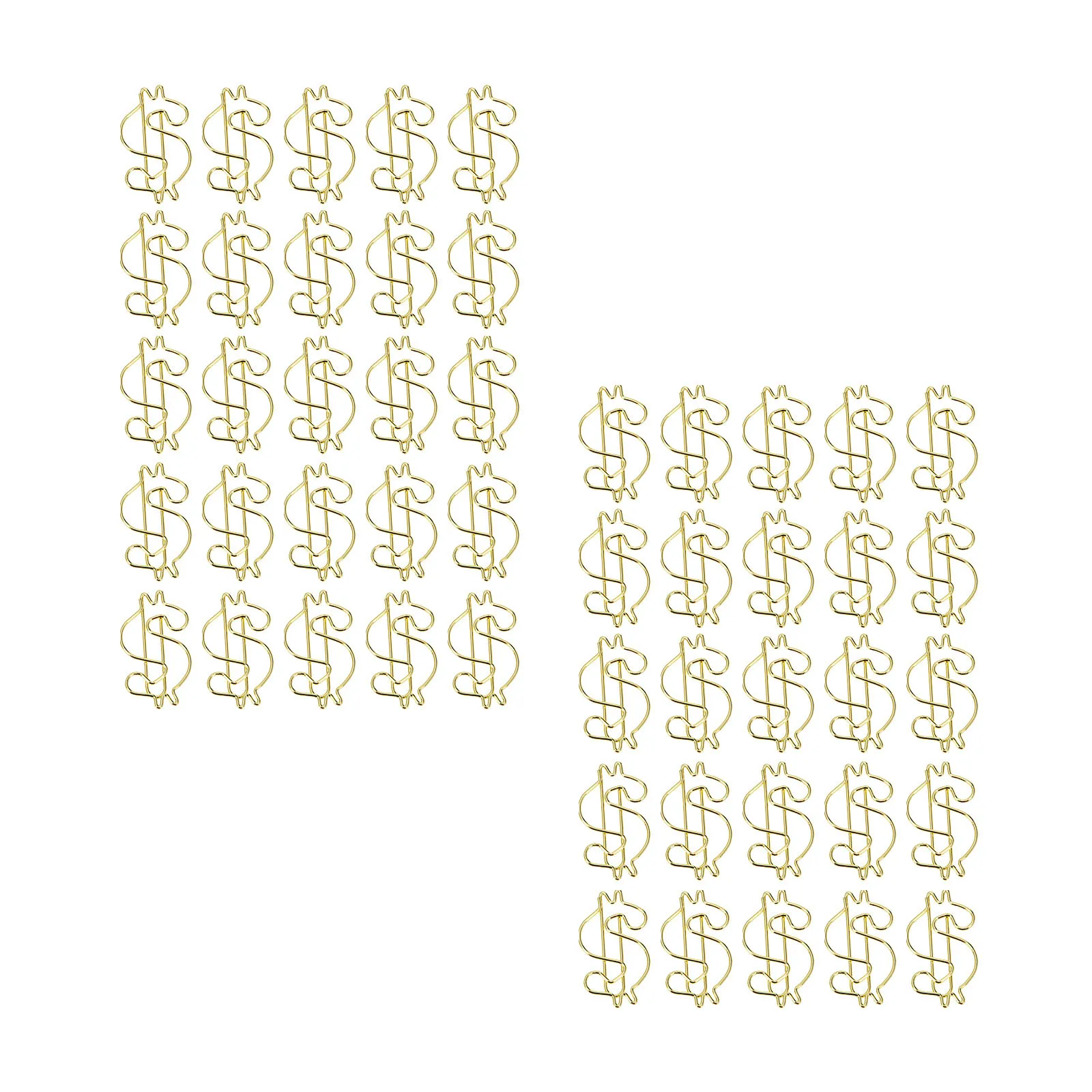 50개 달러 모양 합금 종이 클립 금 도금 책 페이지 마커 스타일리시 스크랩북 장식용 사무실 학교 용품