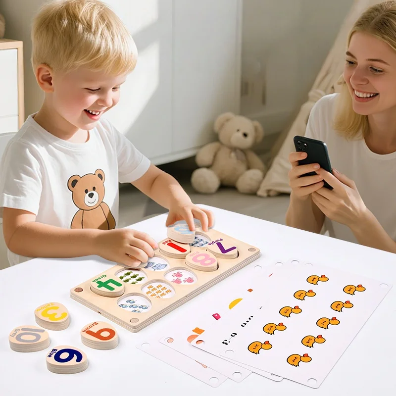 Montessori Color Number Cognition Matching Egg Puzzle Wooden Dinosaur Egg Pairing Children's Educational Toys Thinking Training