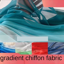 30D Gradient Chiffon Fabric By The Meter Per for Sewing Clothing Skirts Wedding Dresses Thin Cloth  Rose Red Dark Green Summer