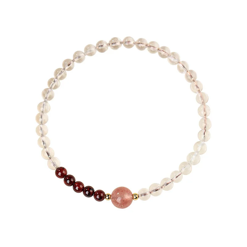 Stesso stile Bracciale acquamarina di lusso con luce di cristallo bianco naturale Stringa di gioielli con granato di agata rossa del sud
