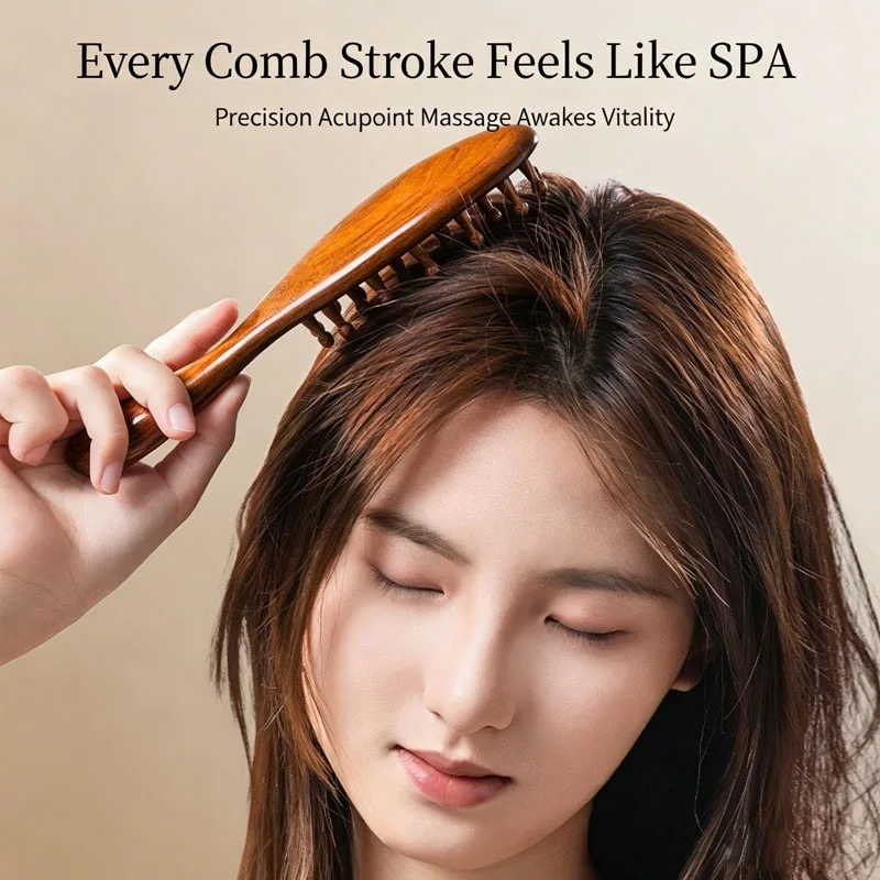 New Bamboo Hair Brush Multi-Functional Wood Therapy Massage Comb Head Massager Scalp Scalp Massage SZI24