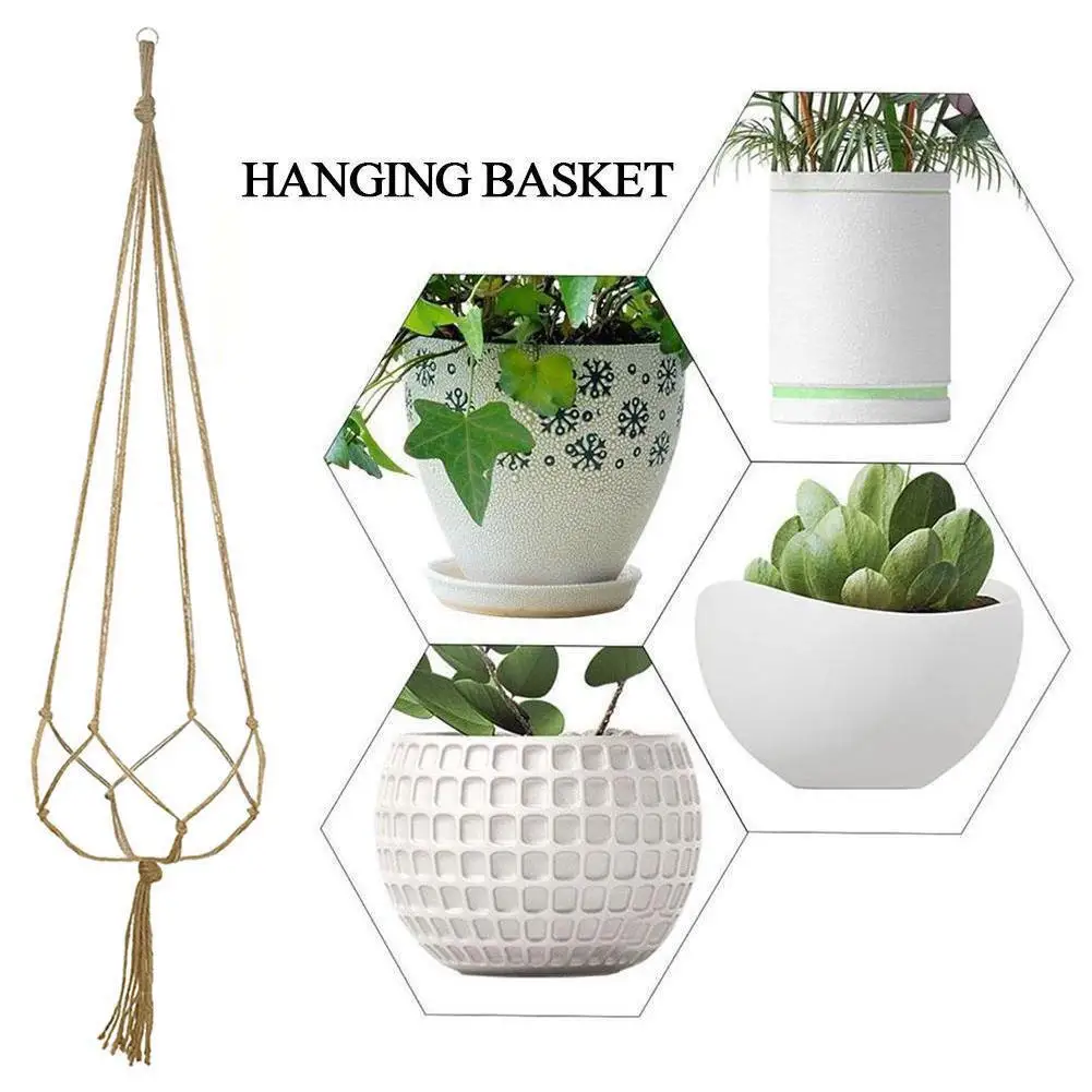 1 pz corda intrecciata cesto appeso vaso di fiori paglia Macrame Net Hanger supporto da giardino pianta artigianale balcone Decor accessori